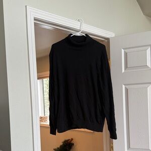 Lands' End 100% Cotton Men's Classic Black Turtleneck Sweater